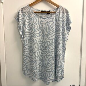 Tahari Women's‎ 100% Linen Floral Top Blouse Cap Sleeves X-Large Beachy Coastal